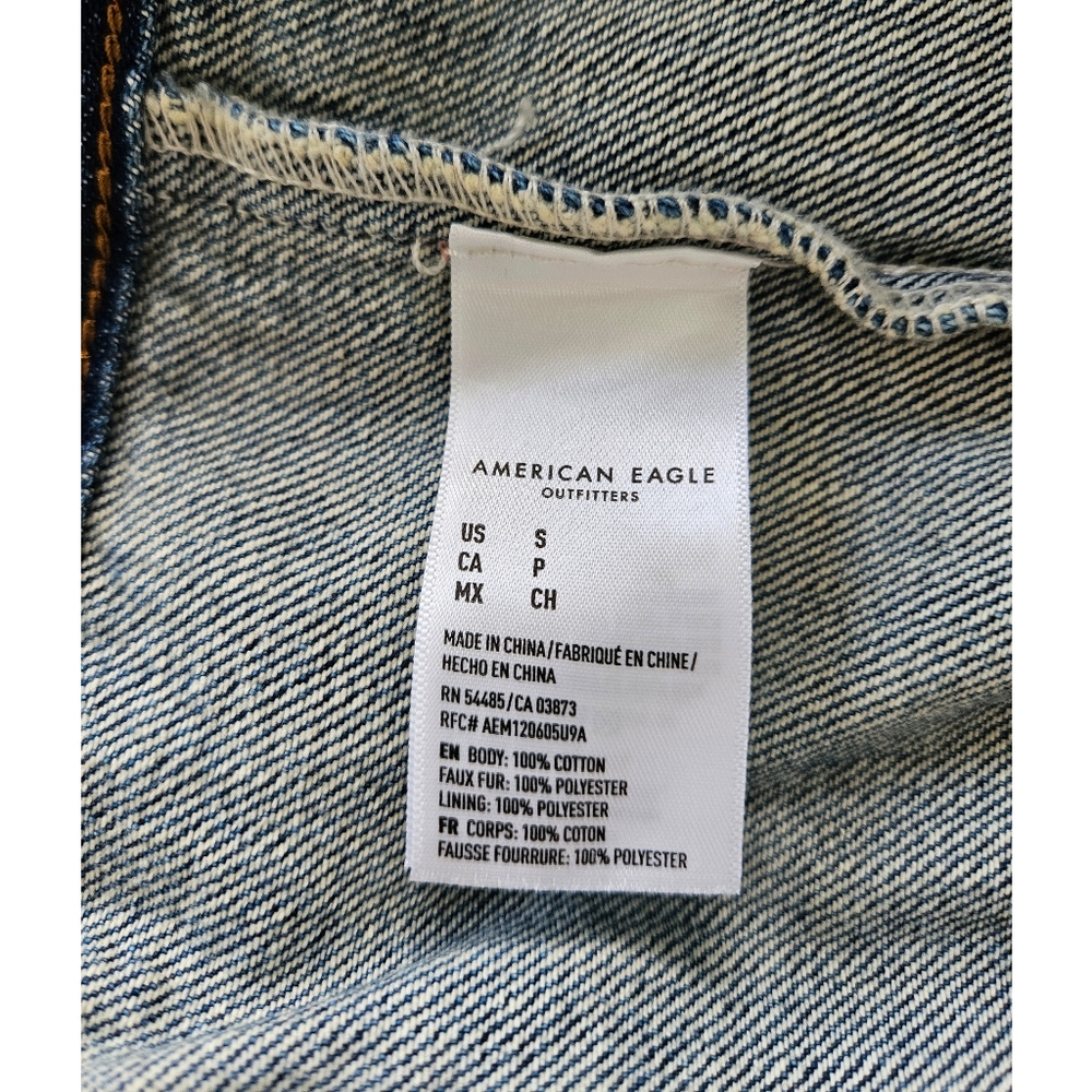 American Eagle S Cream Sherpa Denim Jacket - Picture 7 of 11